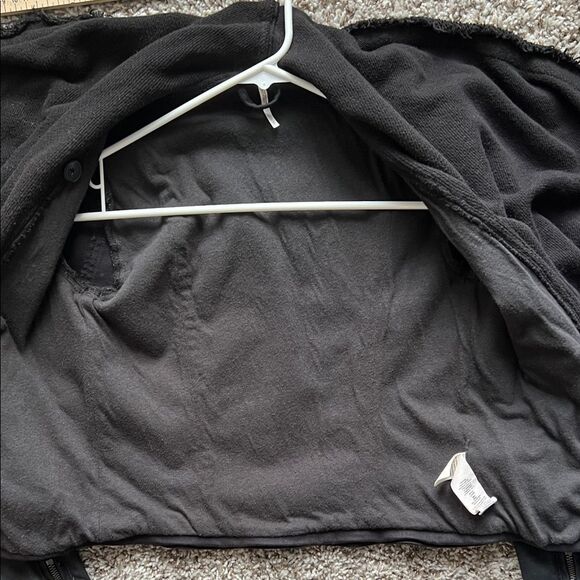 NWOT Free People Front Draped Coated Denim Moto Jacket Black size 2 - Picture 8 of 14